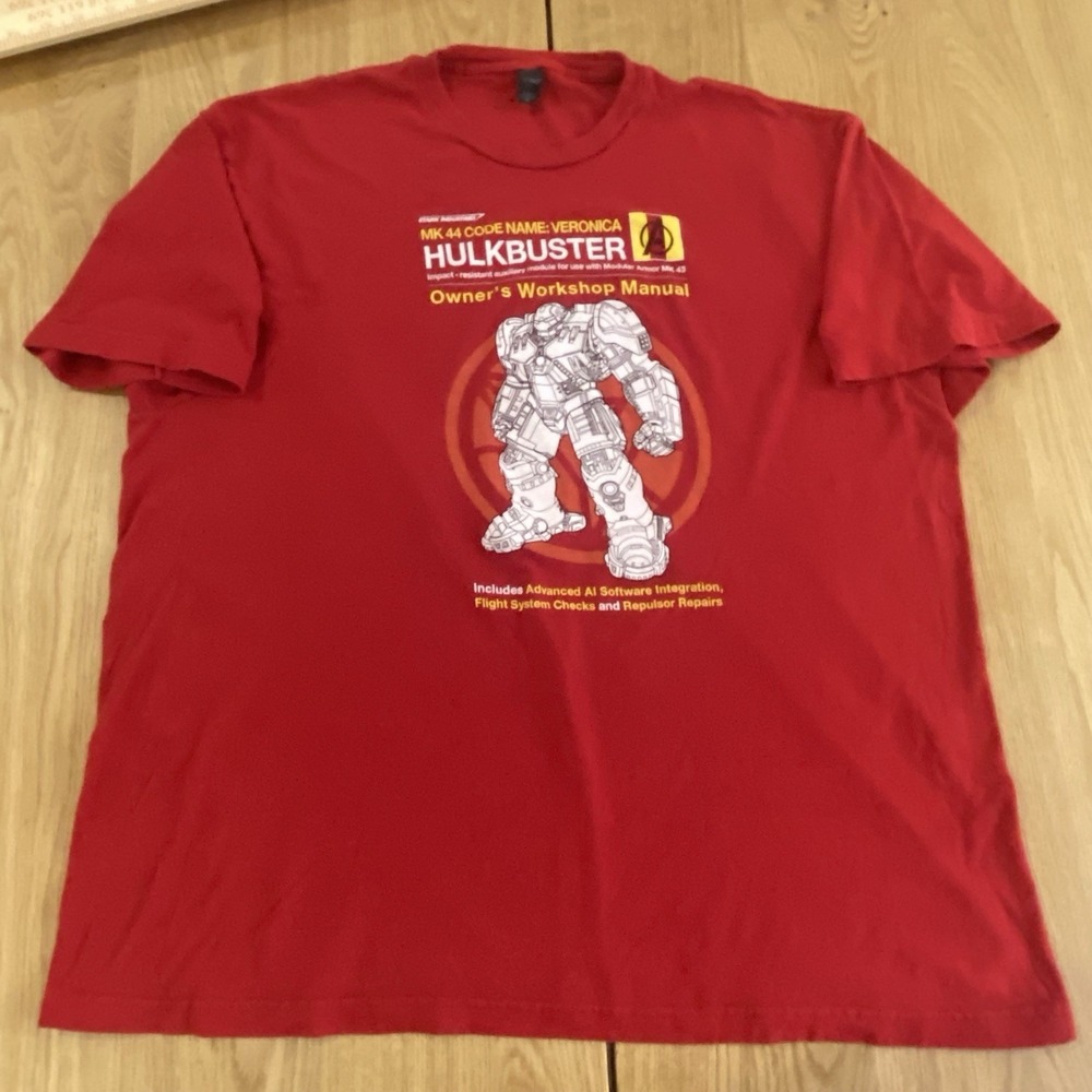 Marvel Hulkbuster Avengers Hulk T-Shirt Men's XXL 2XL Red Robotic‎ Anime